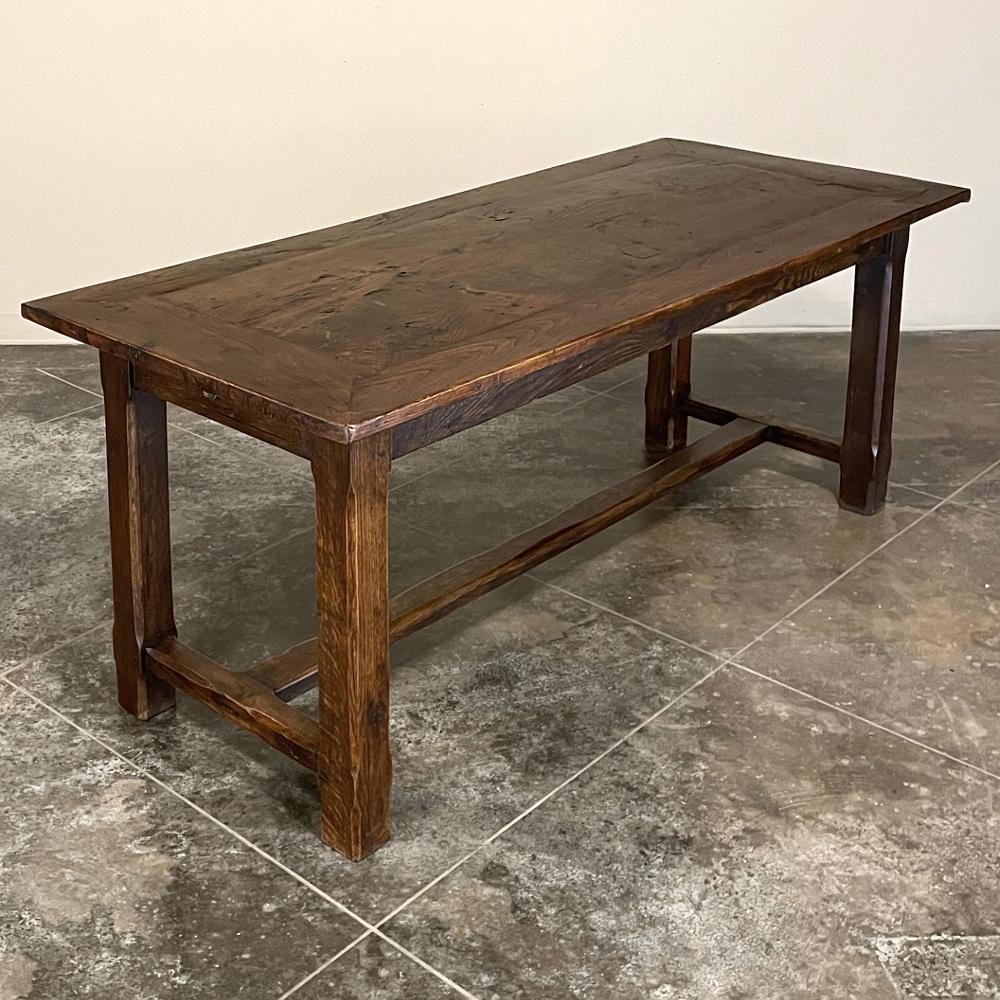Oak 19th Century Rustic Country French Farm Table or Dining Table For Sale