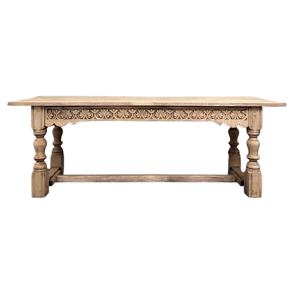 19th Century Rustic Country French Farm Table in Stripped Oak