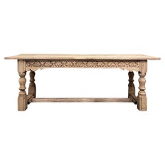 19th Century Rustic Country French Farm Table in Stripped Oak