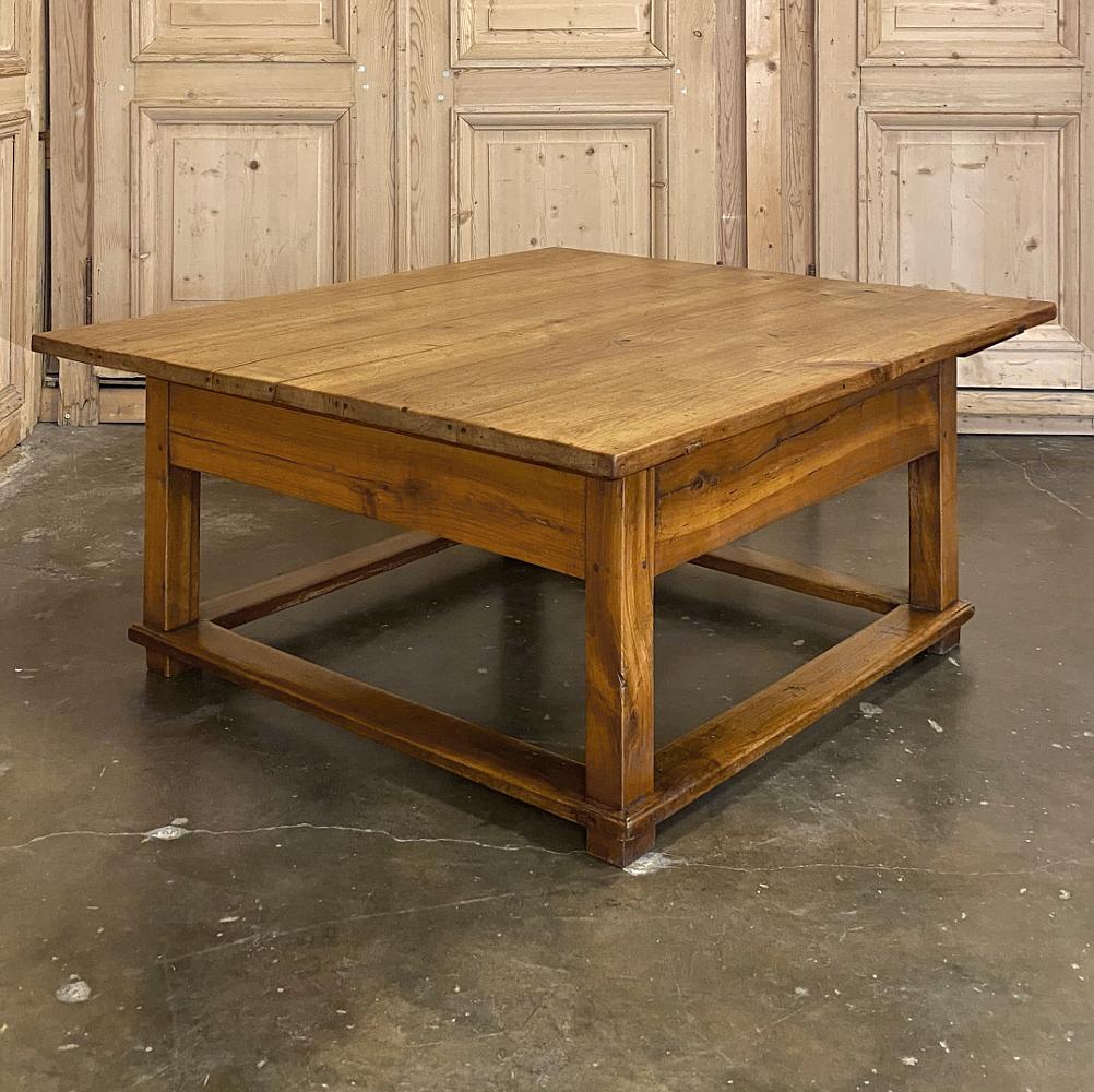 19th Century Rustic Country French Fruitwood Coffee Table For Sale 1