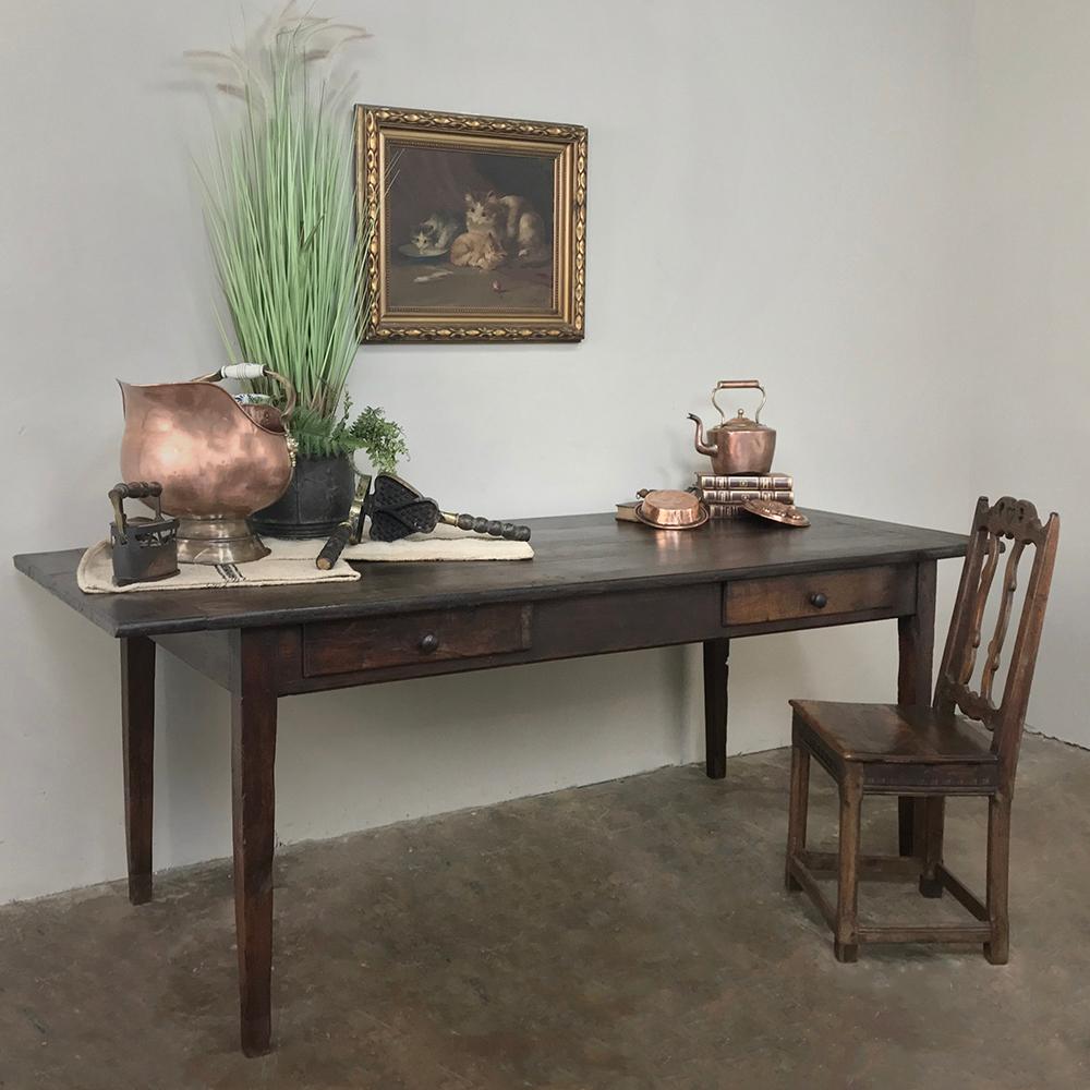 19th Century Rustic Country French Oak Farm Table, Desk 9