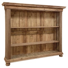 19th Century Rustic Country French Open Bookcase in Stripped Pine