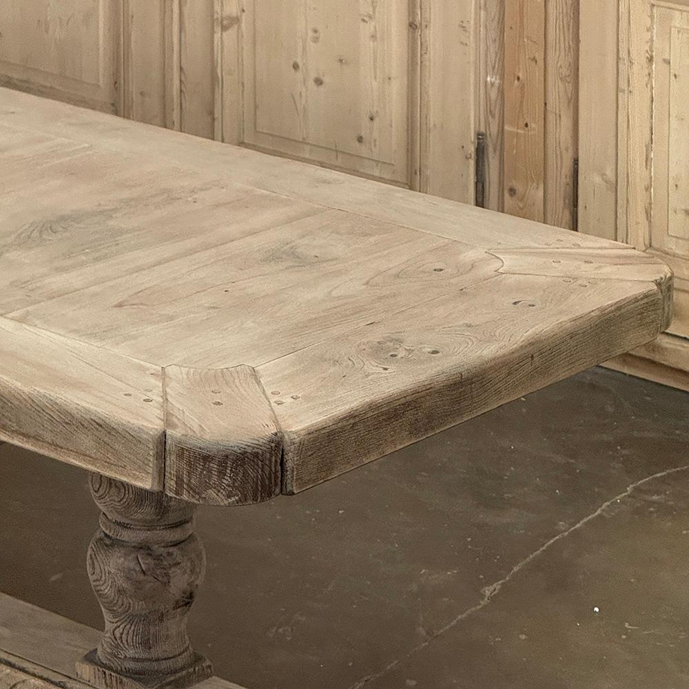 19th Century Rustic Country French Triple Pedestal Trestle Dining Table For Sale 9