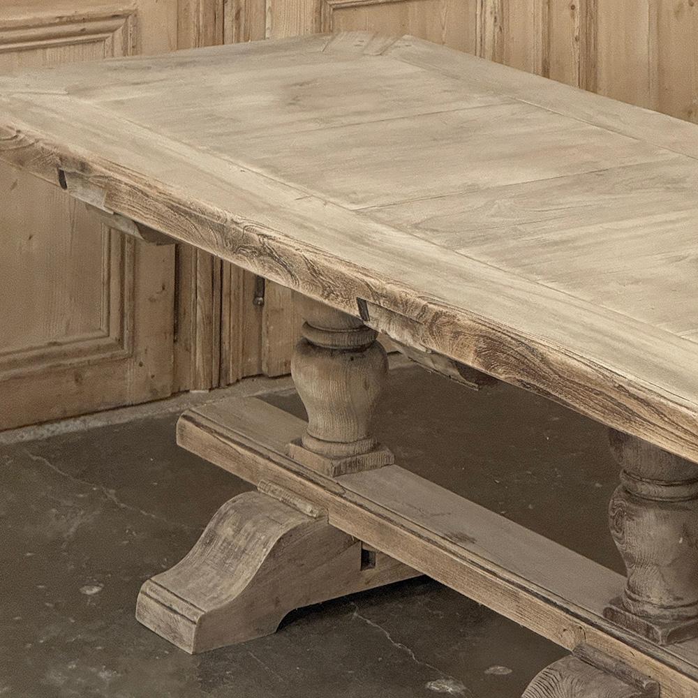19th Century Rustic Country French Triple Pedestal Trestle Dining Table For Sale 10