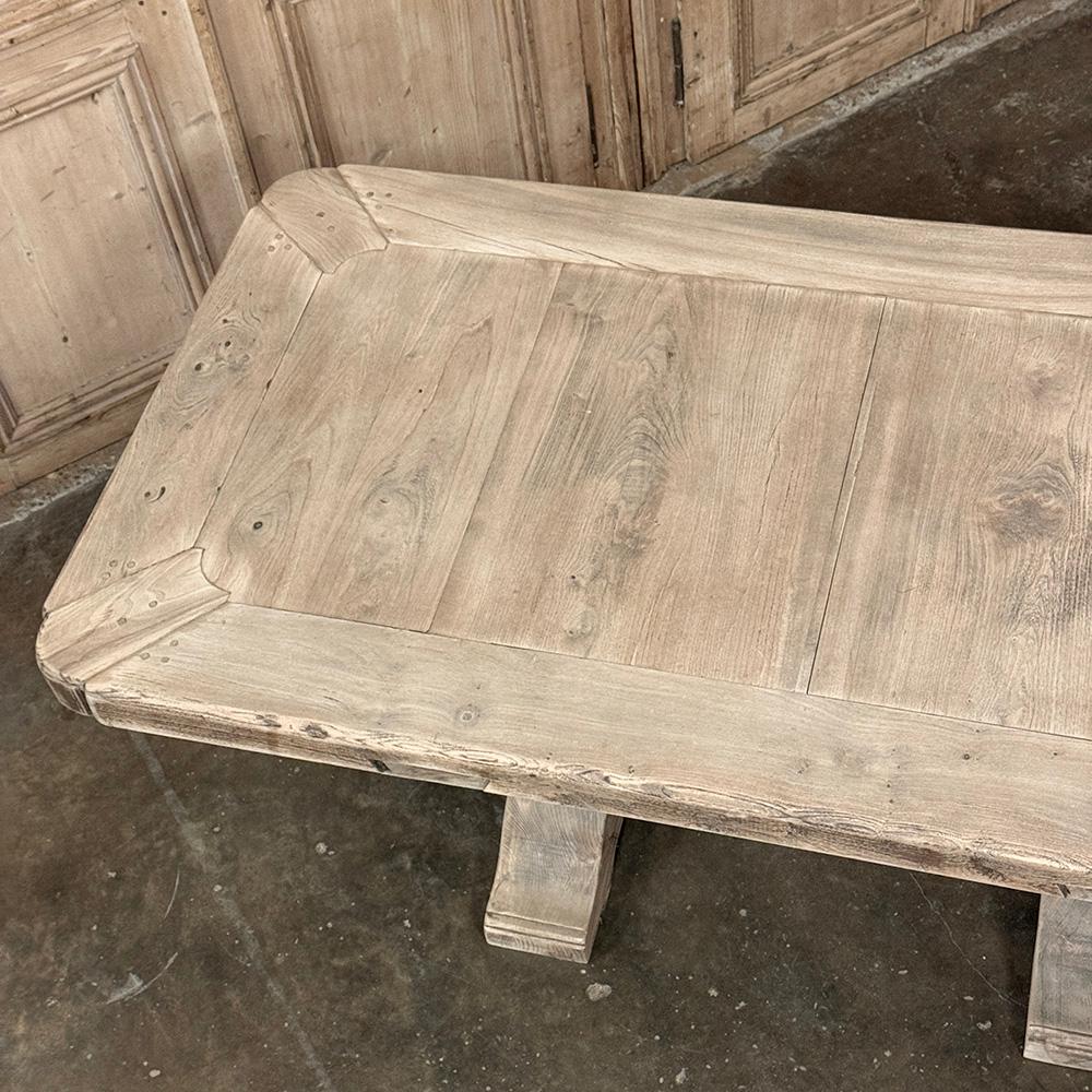 19th Century Rustic Country French Triple Pedestal Trestle Dining Table For Sale 12