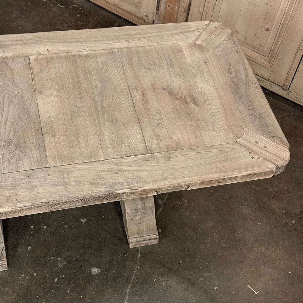 19th Century Rustic Country French Triple Pedestal Trestle Dining Table For Sale 13