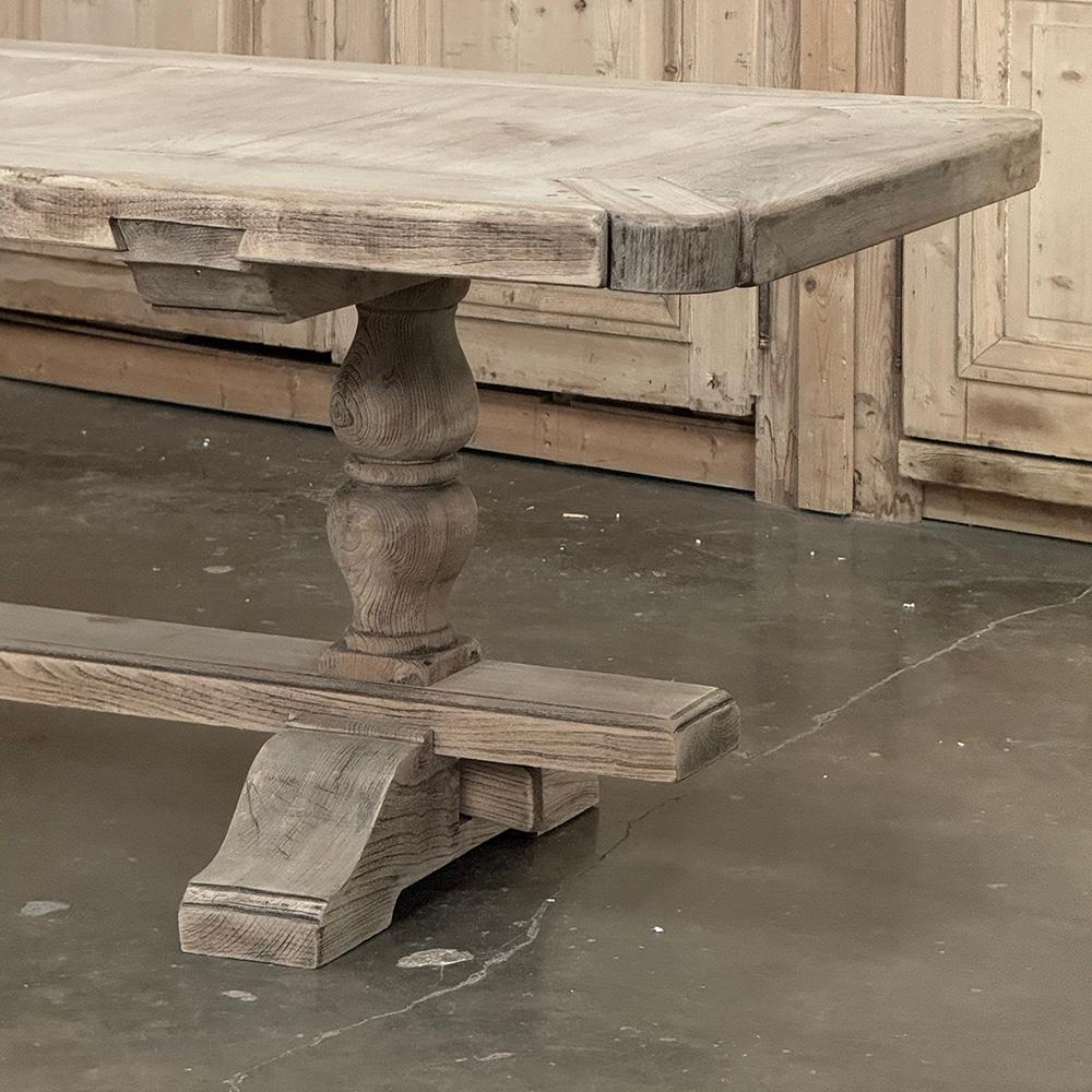 19th Century Rustic Country French Triple Pedestal Trestle Dining Table For Sale 2