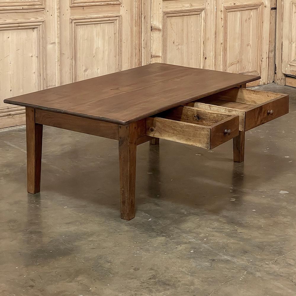 19th Century Rustic Country French Walnut Coffee Table For Sale 1