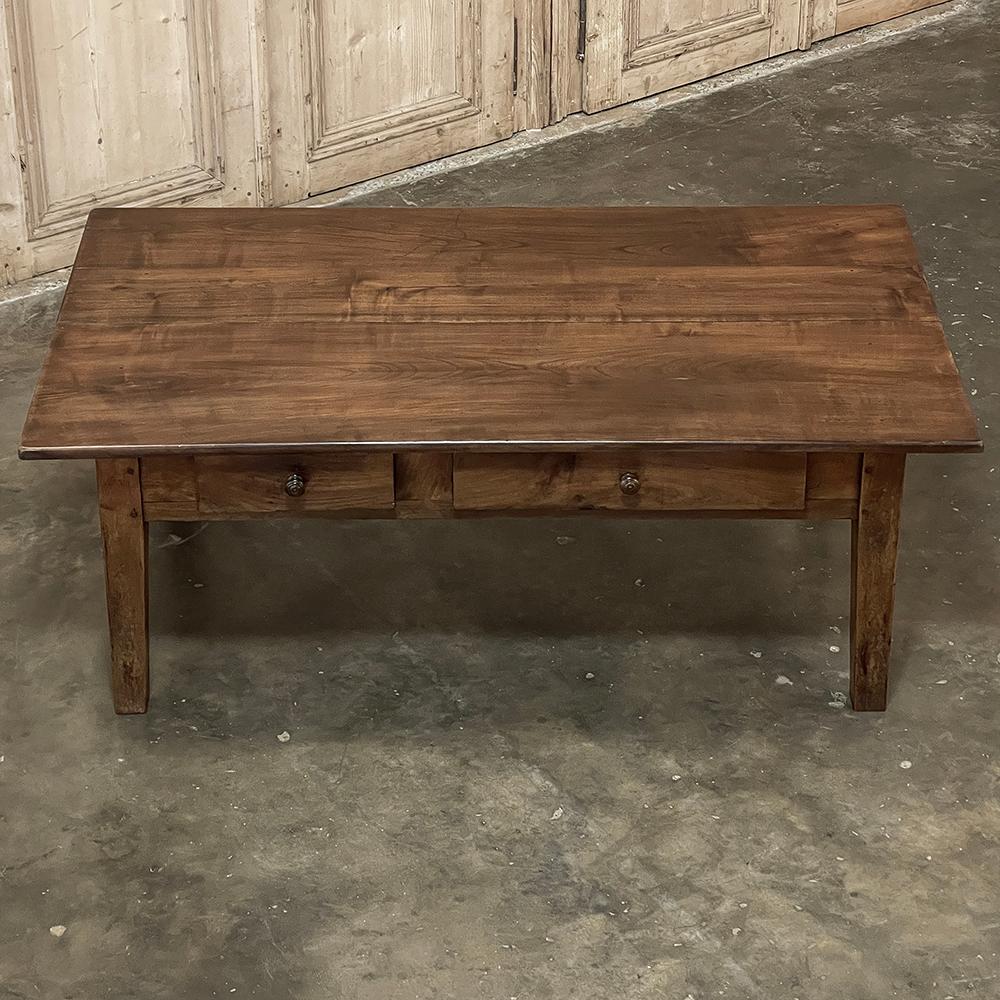 19th Century Rustic Country French Walnut Coffee Table For Sale 2