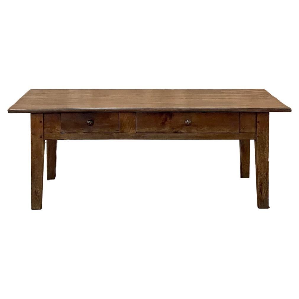 19th Century Rustic Country French Walnut Coffee Table For Sale