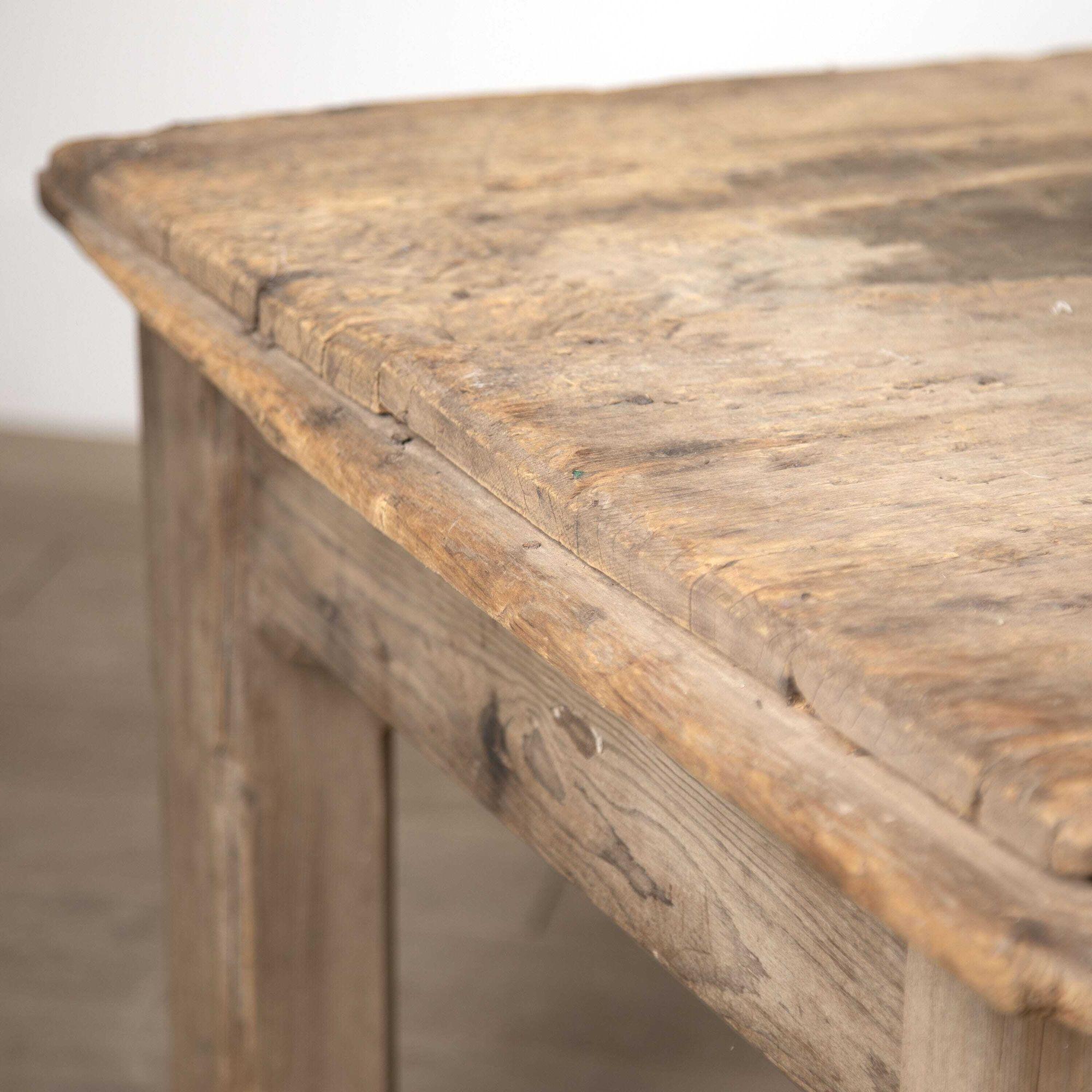 Wonderful 19th century rustic dining table.
This rustic country dining table is full of character with its unusual decoration of adult Graffiti carved into the top.
This table has certainly lived a life and would now make a fantastic dining table,