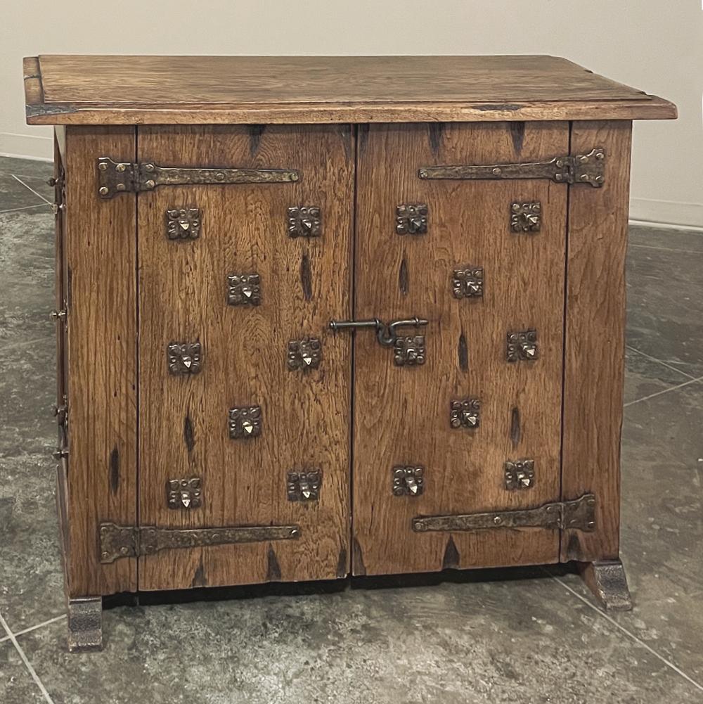 19th Century rustic Dutch low buffet ~ credenza is the perfect choice for adding a medieval look to the room, with features that are truly amazing, especially given the straightforward construction from thick, solid oak planks that have weathered