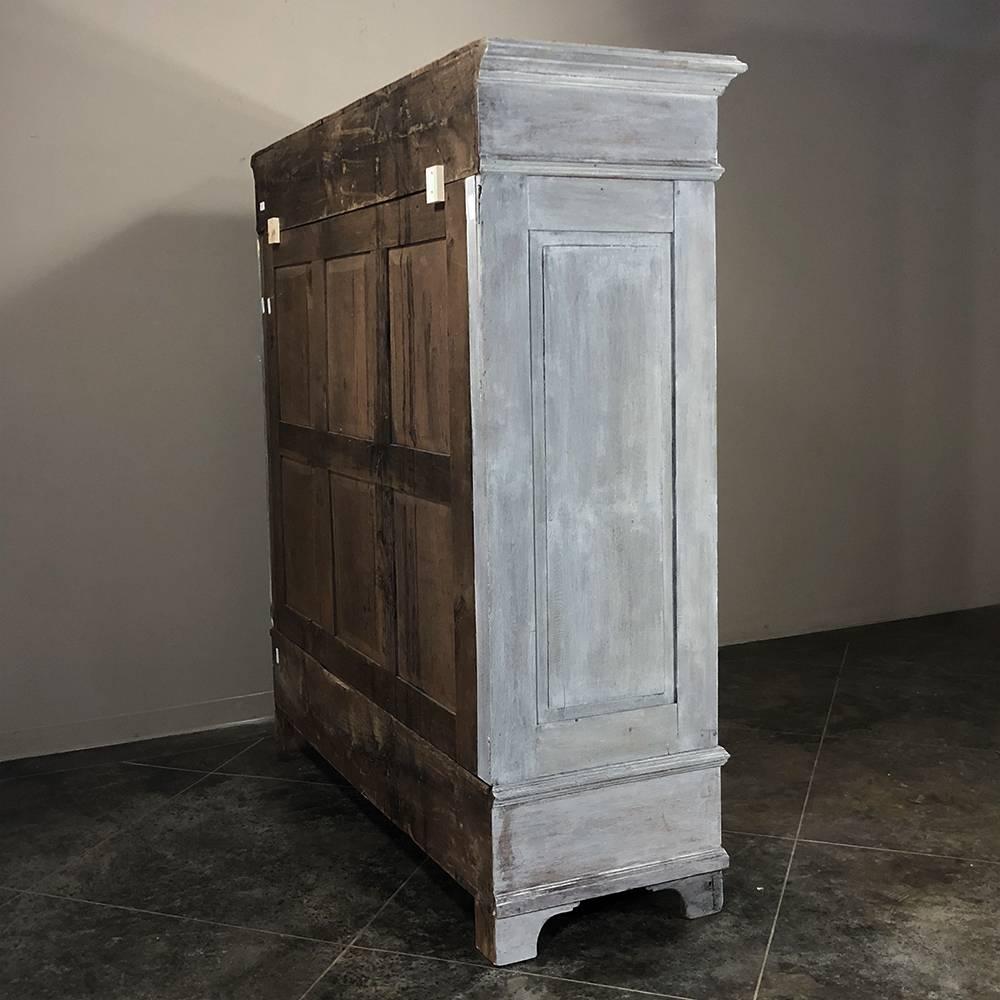 19th Century Rustic Dutch White Painted with Grey Patina Armoire 7