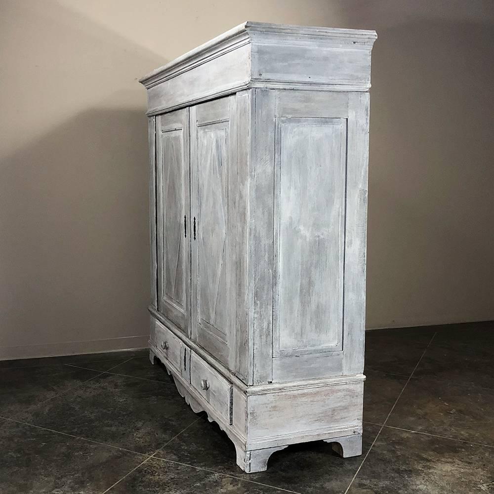 19th Century Rustic Dutch White Painted with Grey Patina Armoire 8