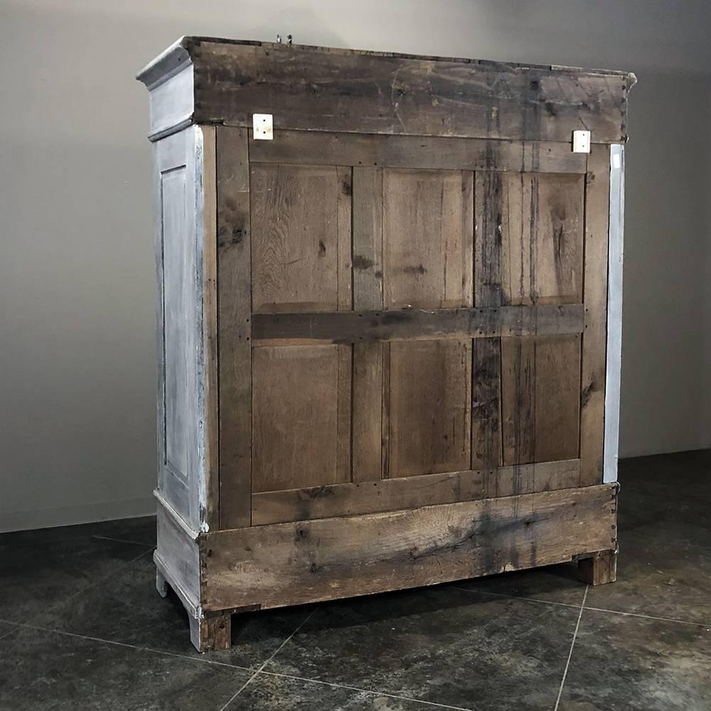 19th Century Rustic Dutch White Painted with Grey Patina Armoire 9