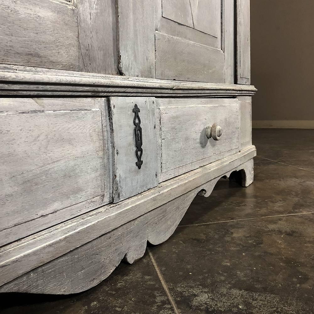 19th Century Rustic Dutch White Painted with Grey Patina Armoire 2