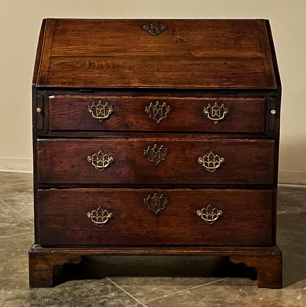 Hand-Crafted 19th Century Rustic English Chippendale Secretary Desk