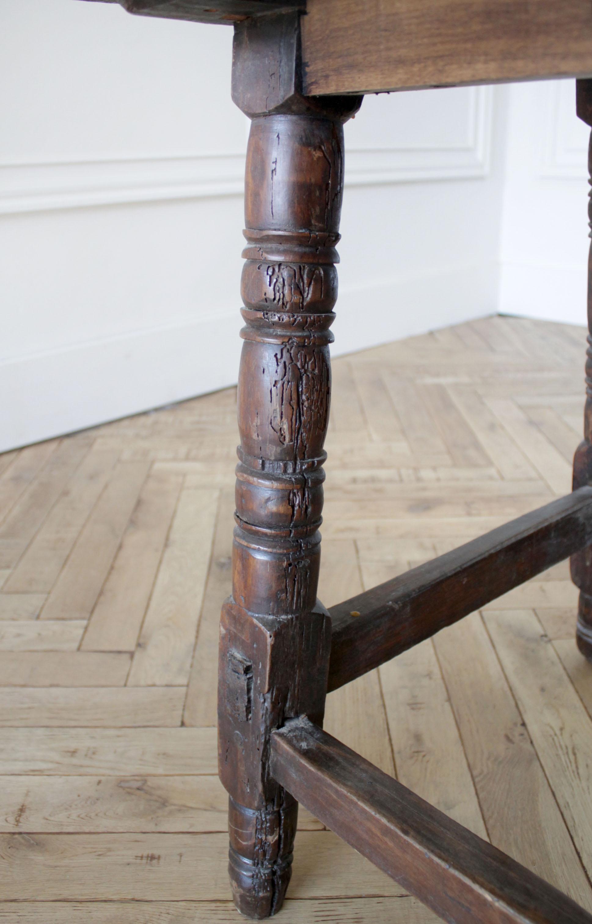 19th Century Rustic European Dark Wood Table 9