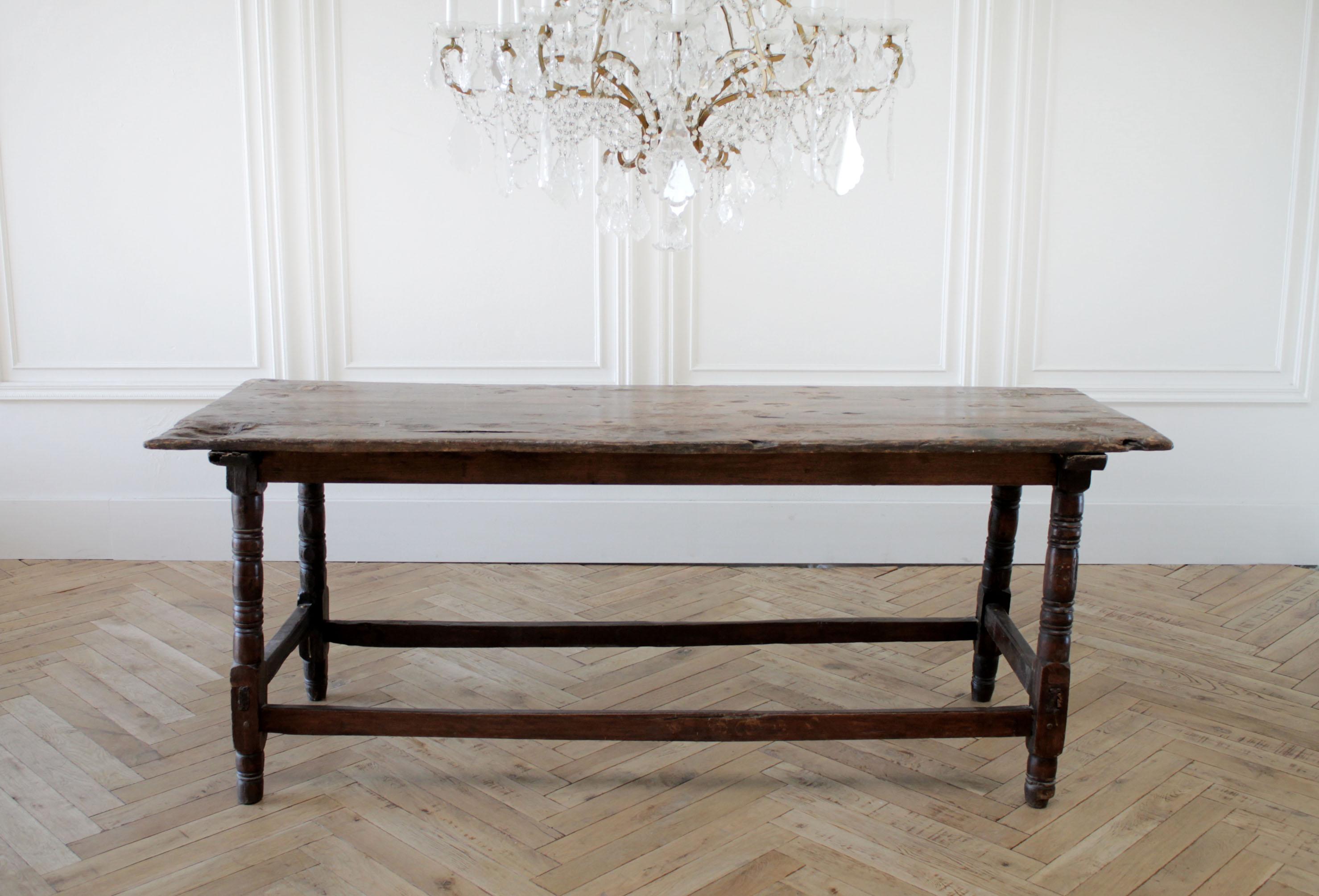 19th Century Rustic European Dark Wood Table In Good Condition In Brea, CA
