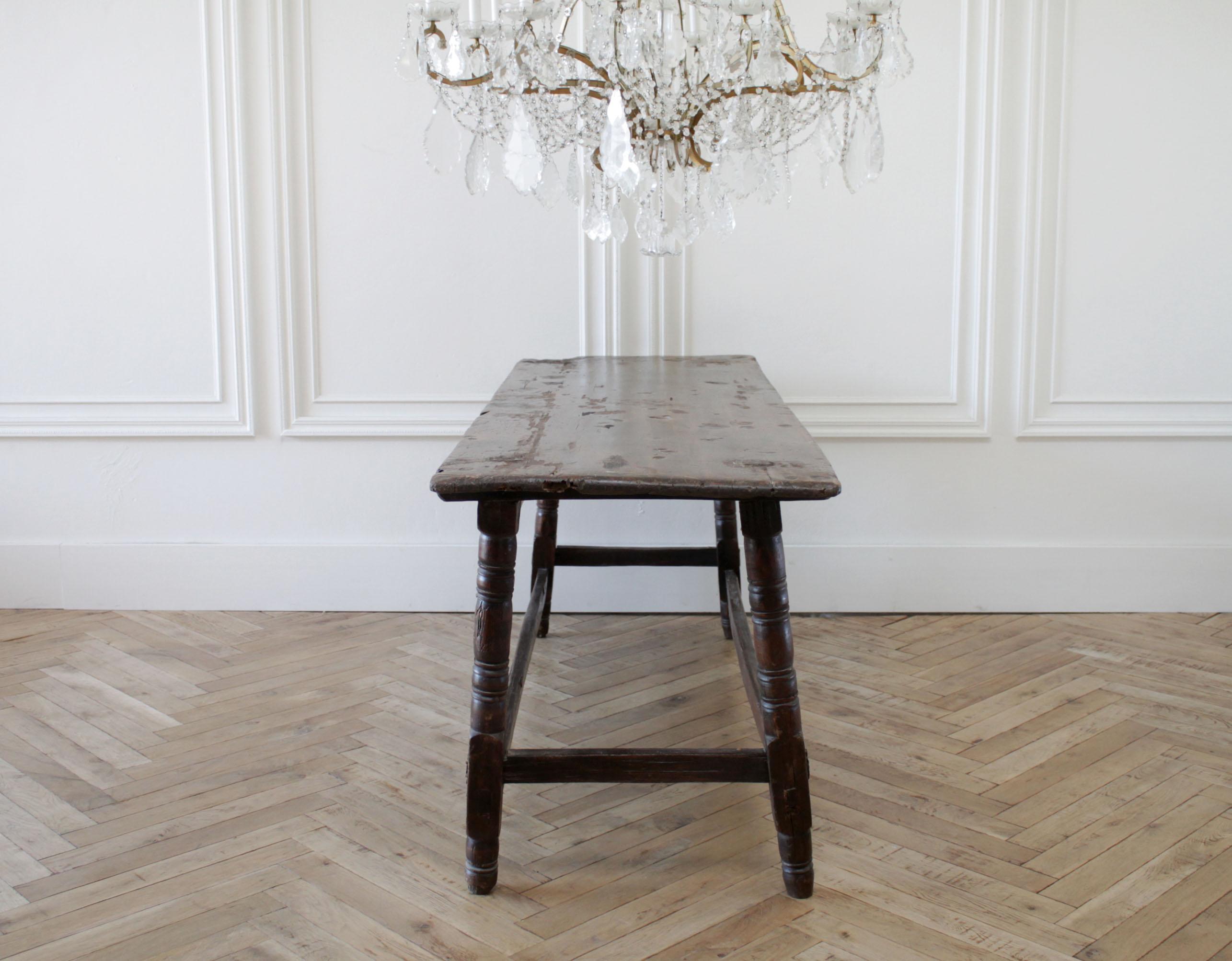 19th Century Rustic European Dark Wood Table 1