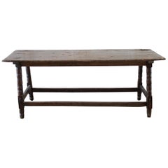 19th Century Rustic European Dark Wood Table