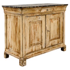 19th Century Rustic European Faux Marble Patinated Buffet