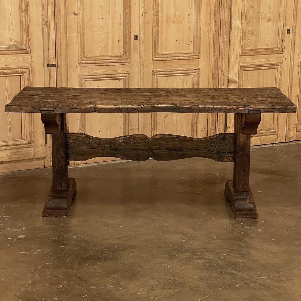 Dutch 19th Century Rustic Farm Trestle Table For Sale