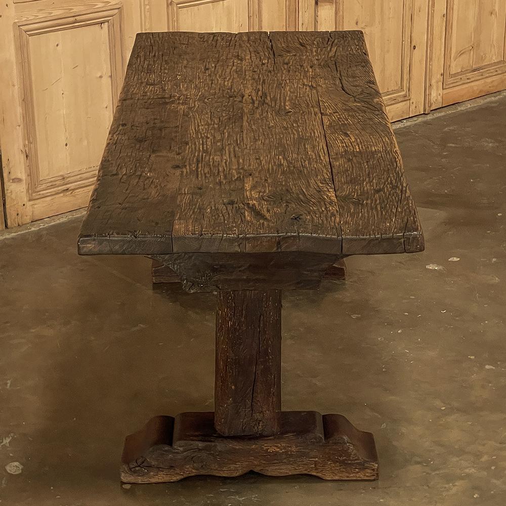20th Century 19th Century Rustic Farm Trestle Table For Sale