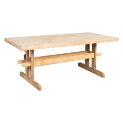 Mesa de comedor de caballete rústica de granja del siglo XIX