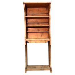 19th-Century Rustic Fir Wood Étagère with Three Shelves and Central Drawer