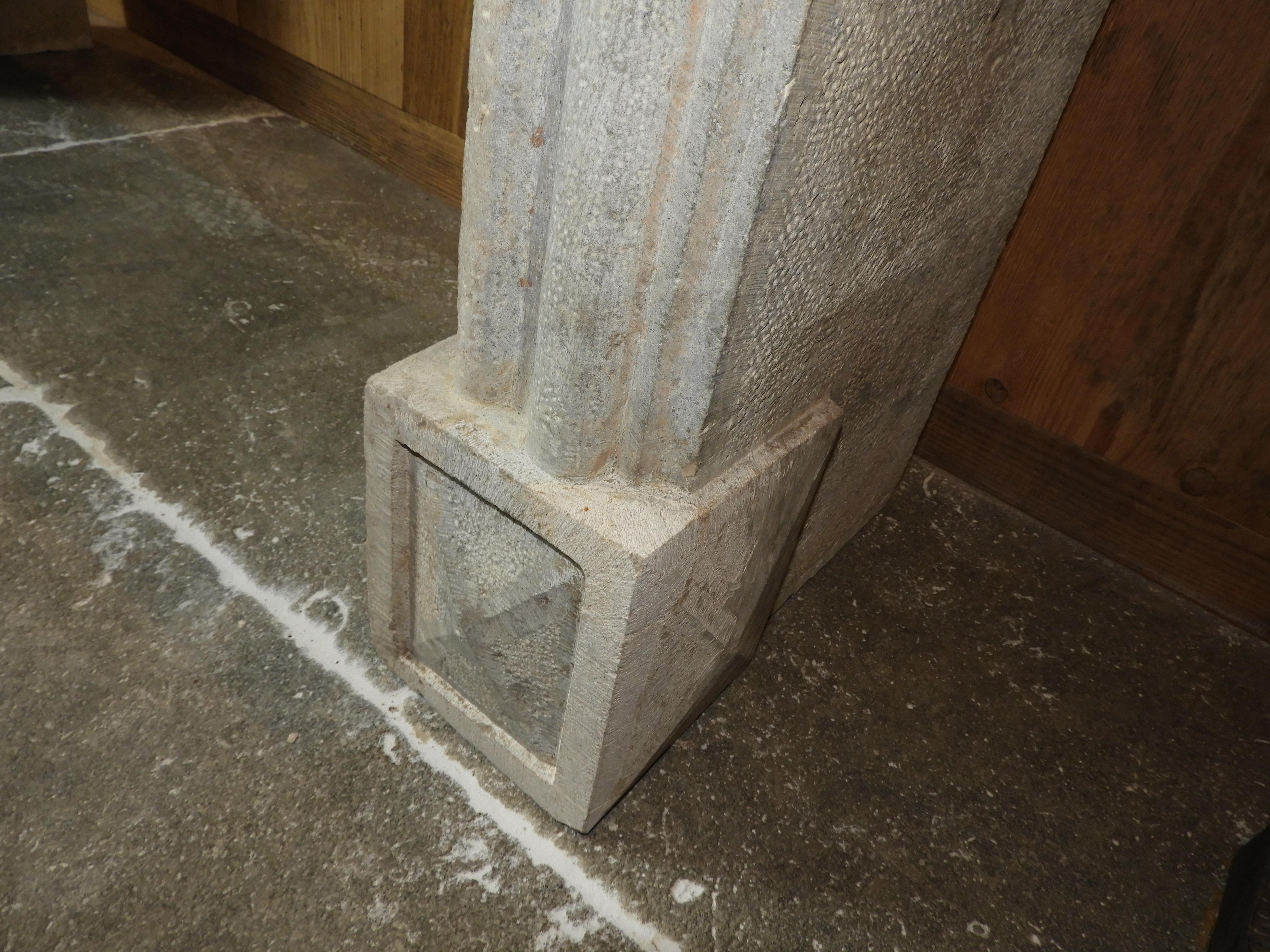 Country 19th Century Rustic Fireplace in Hard French Limestone For Sale