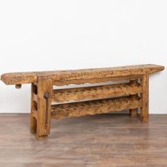 19th Century Rustic French Carpenter's Workbench Wine Rack Console Table