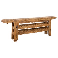 19th Century Rustic French Carpenter's Workbench Wine Rack Console Table
