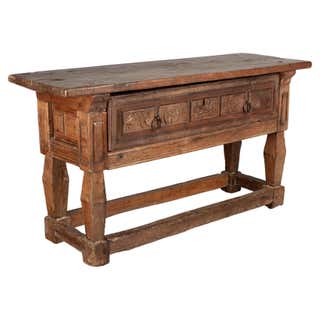 Classic Rustic Console Table, Walnut Finish For Sale at 1stDibs