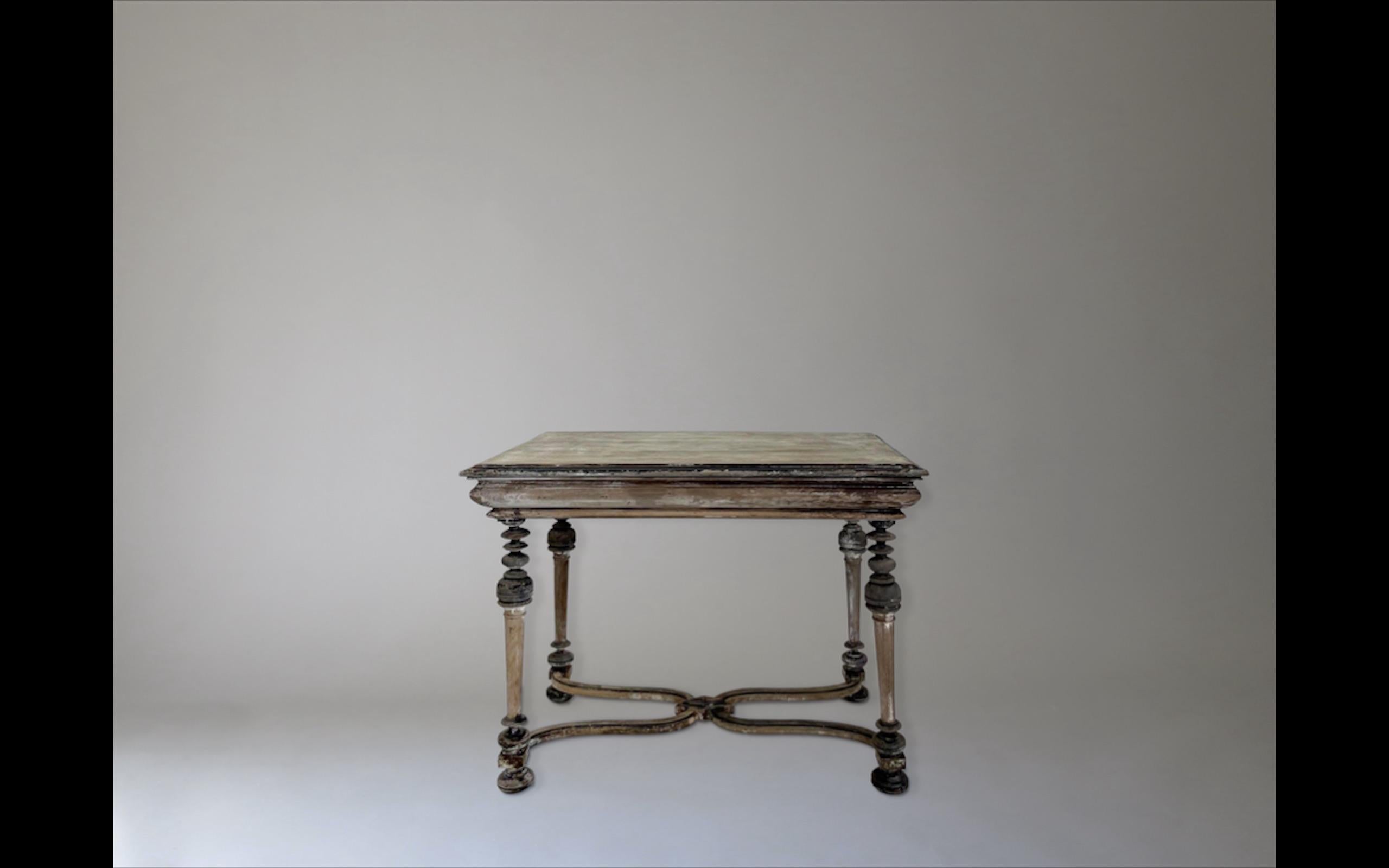 Carved 19th Century Rustic French Console Table, France For Sale