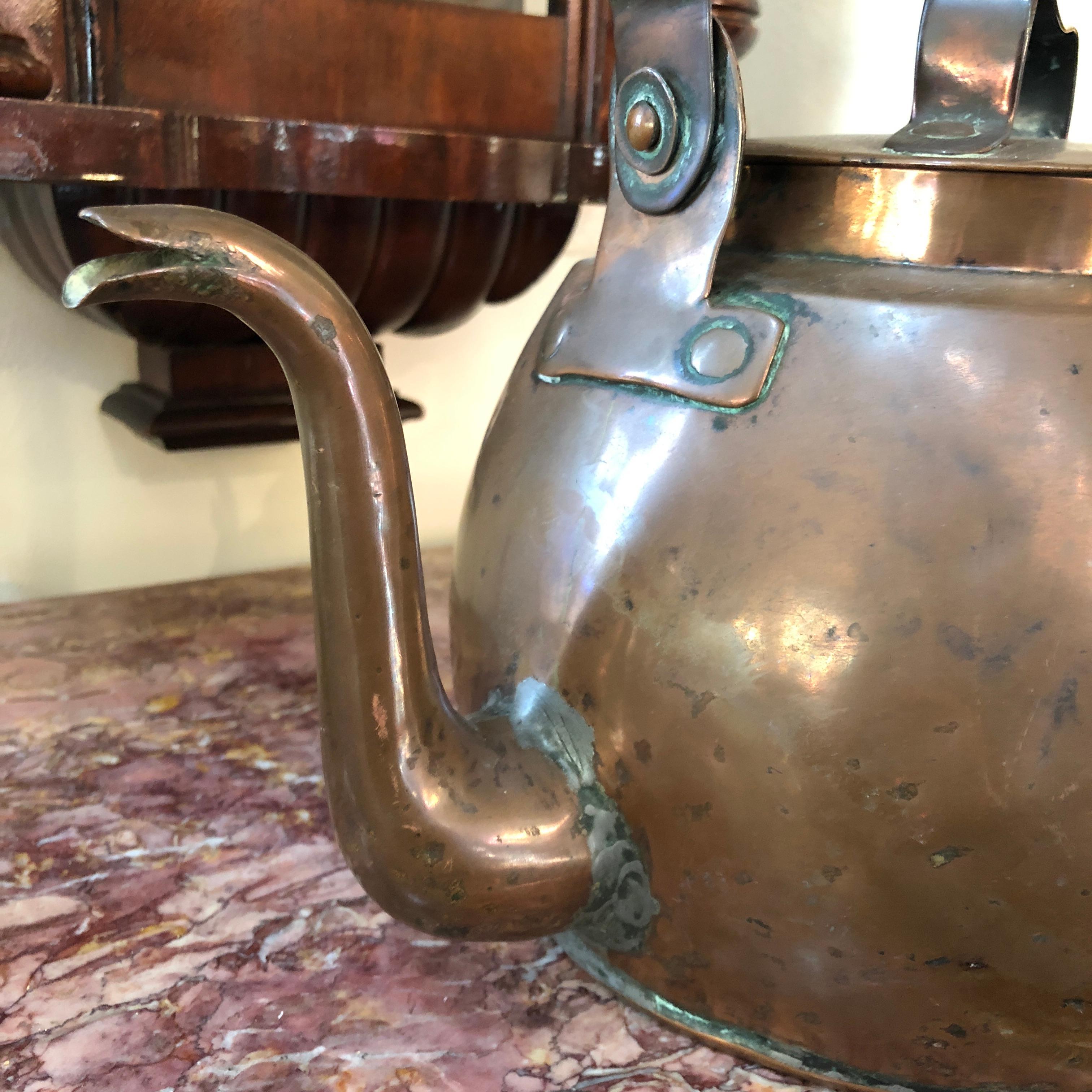 French Provincial 19th Century, Rustic French Copper Kettle For Sale