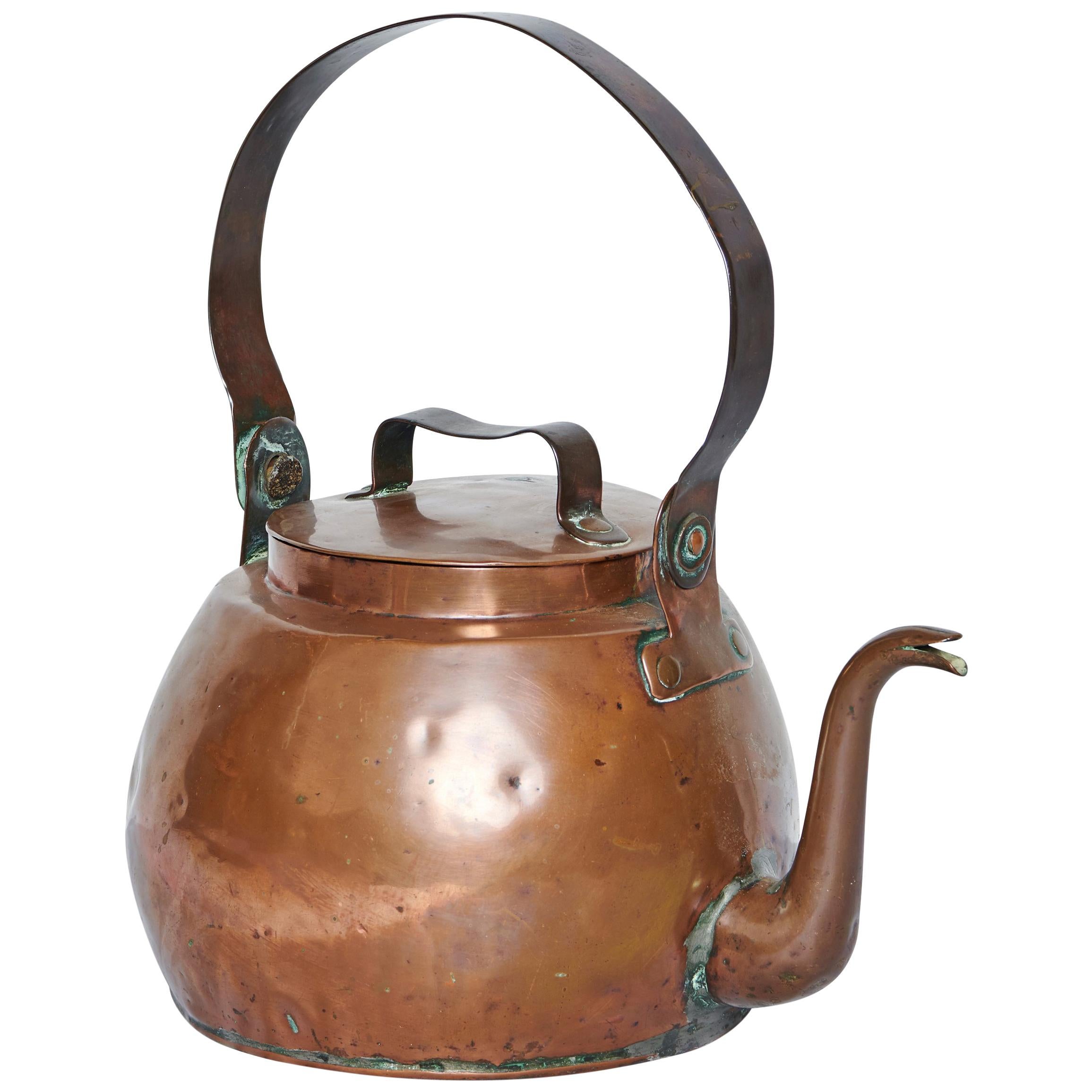 19th Century, Rustic French Copper Kettle For Sale