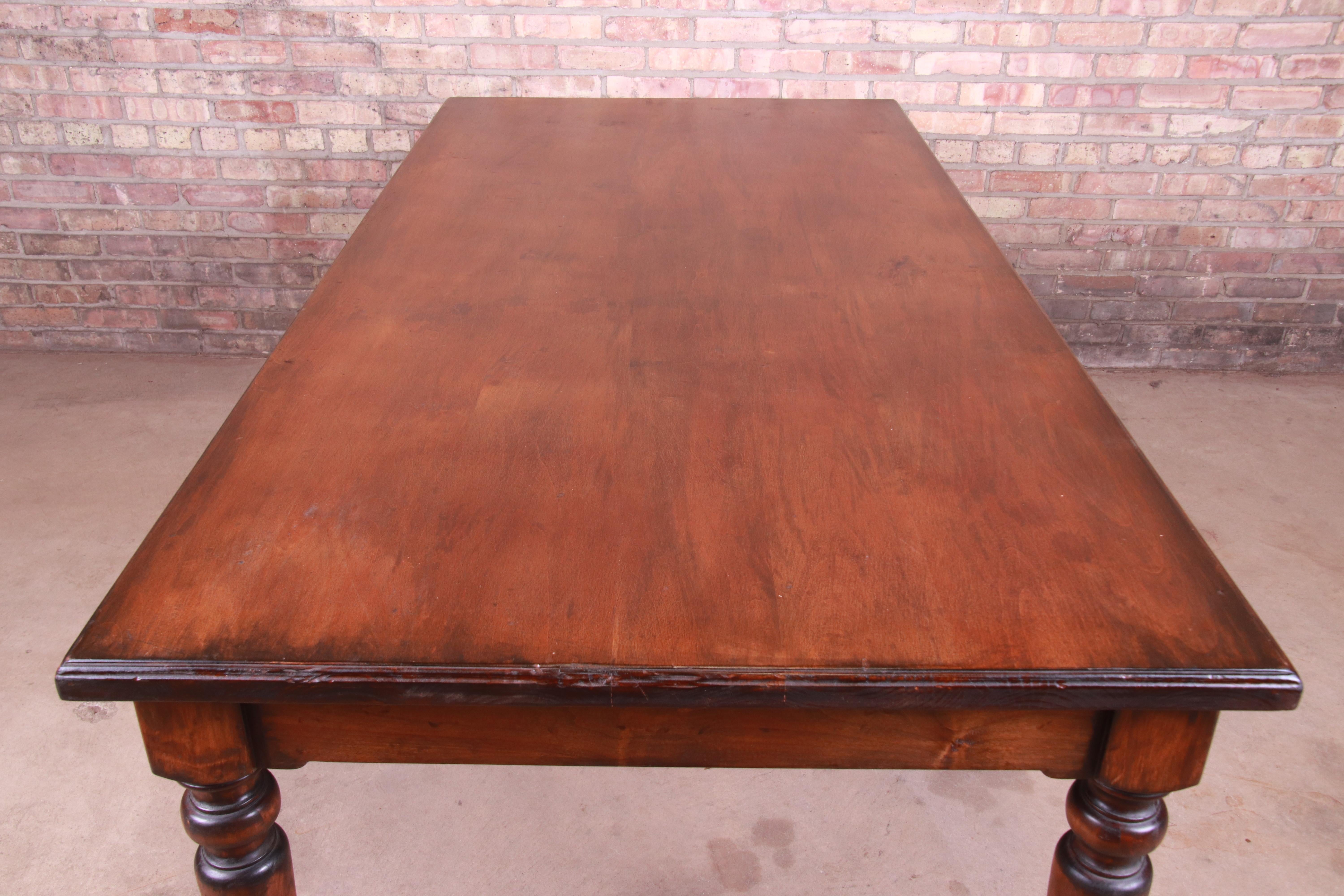 19th Century Rustic French Harvest Farm Table with Turned Legs 5