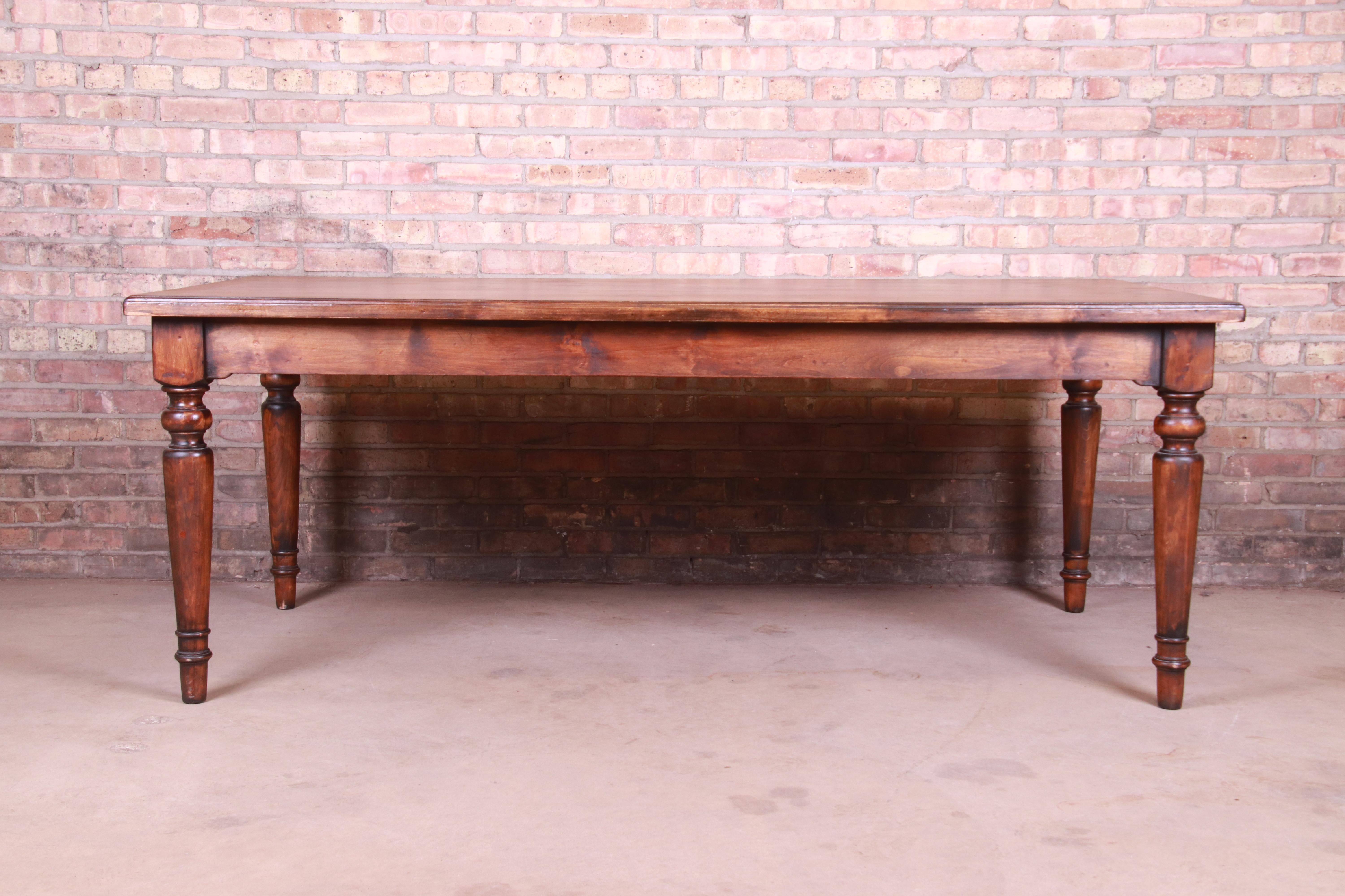 19th Century Rustic French Harvest Farm Table with Turned Legs 6