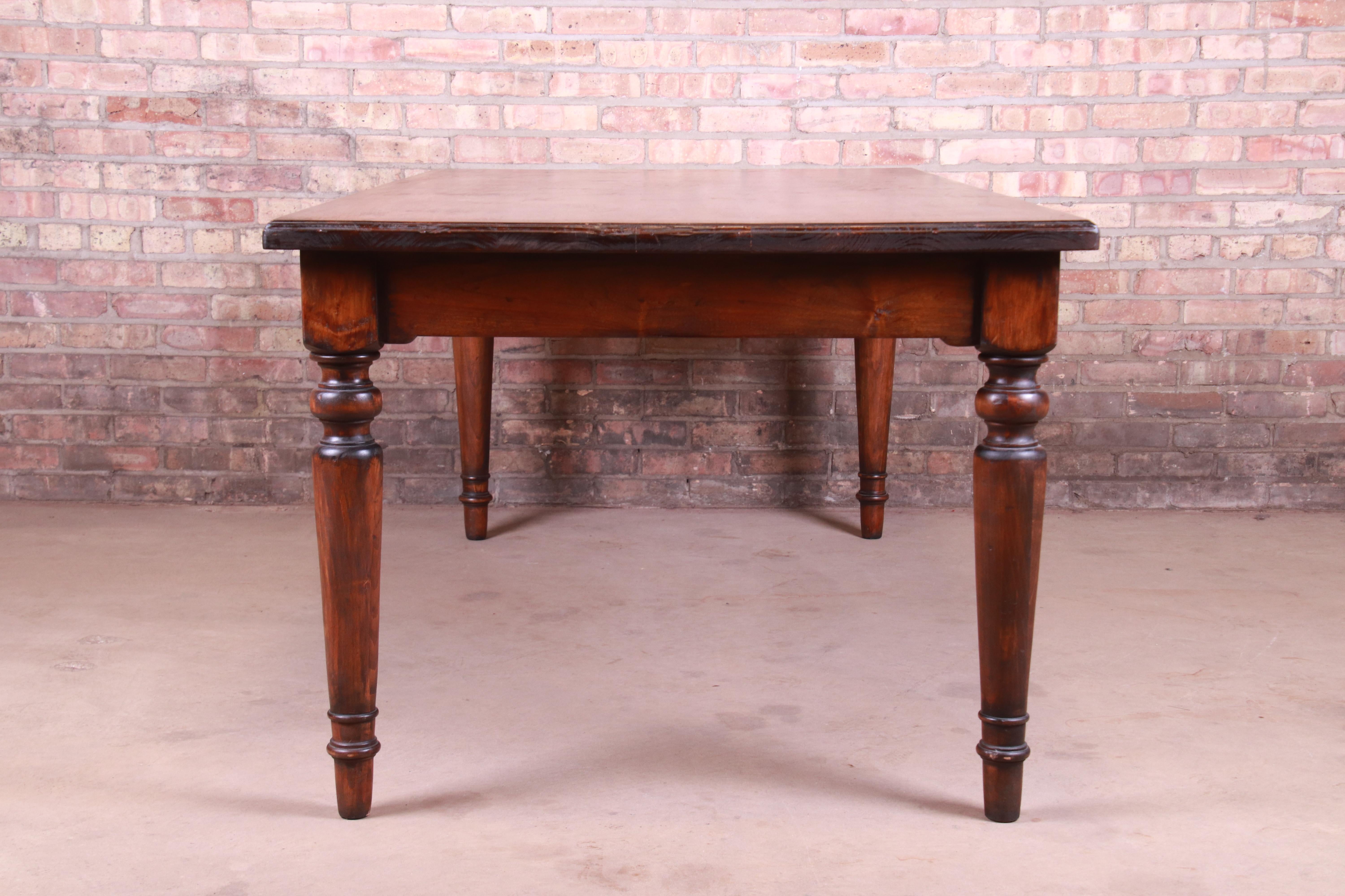 19th Century Rustic French Harvest Farm Table with Turned Legs 4