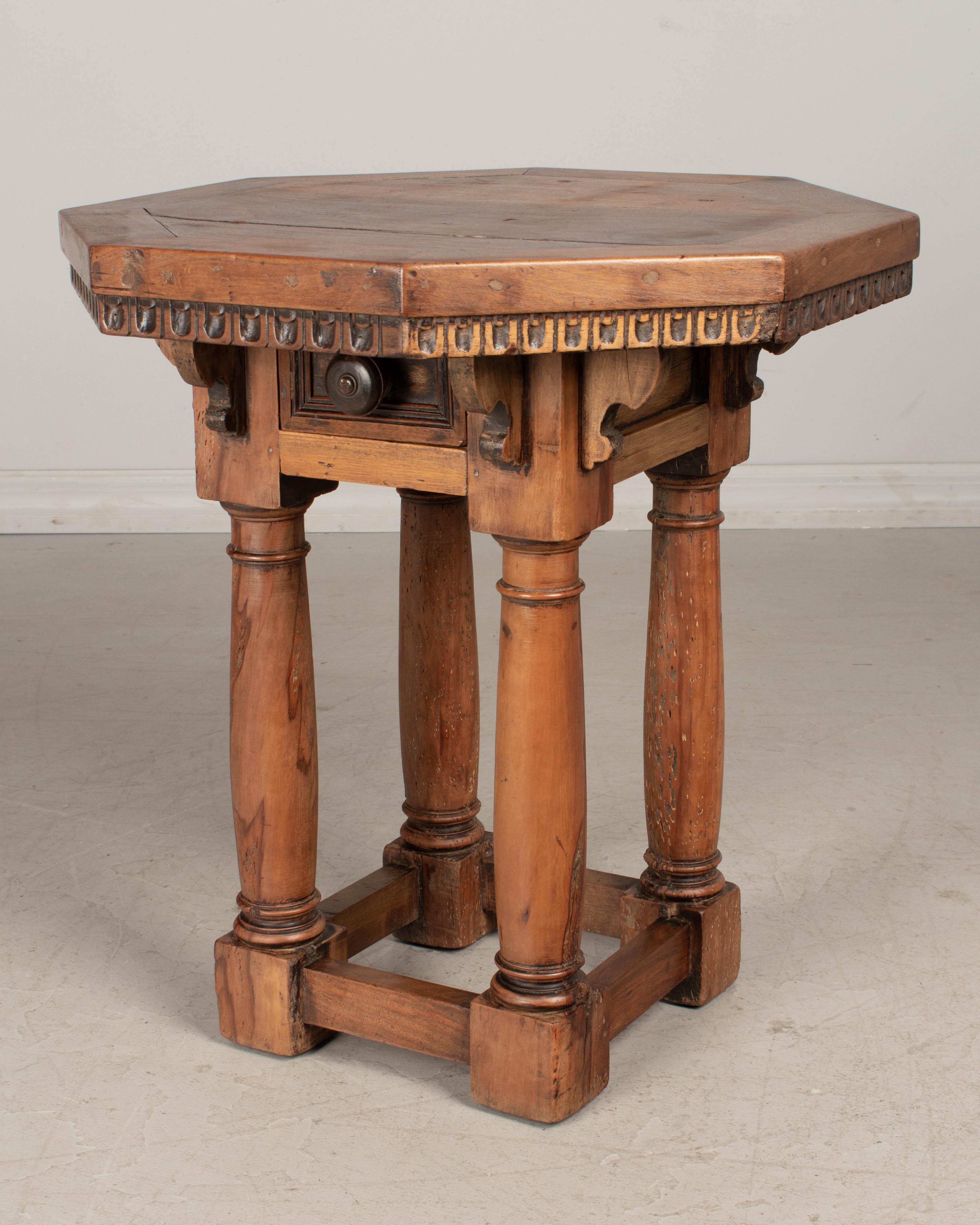 19th Century Rustic French Hexagon Side Table 5