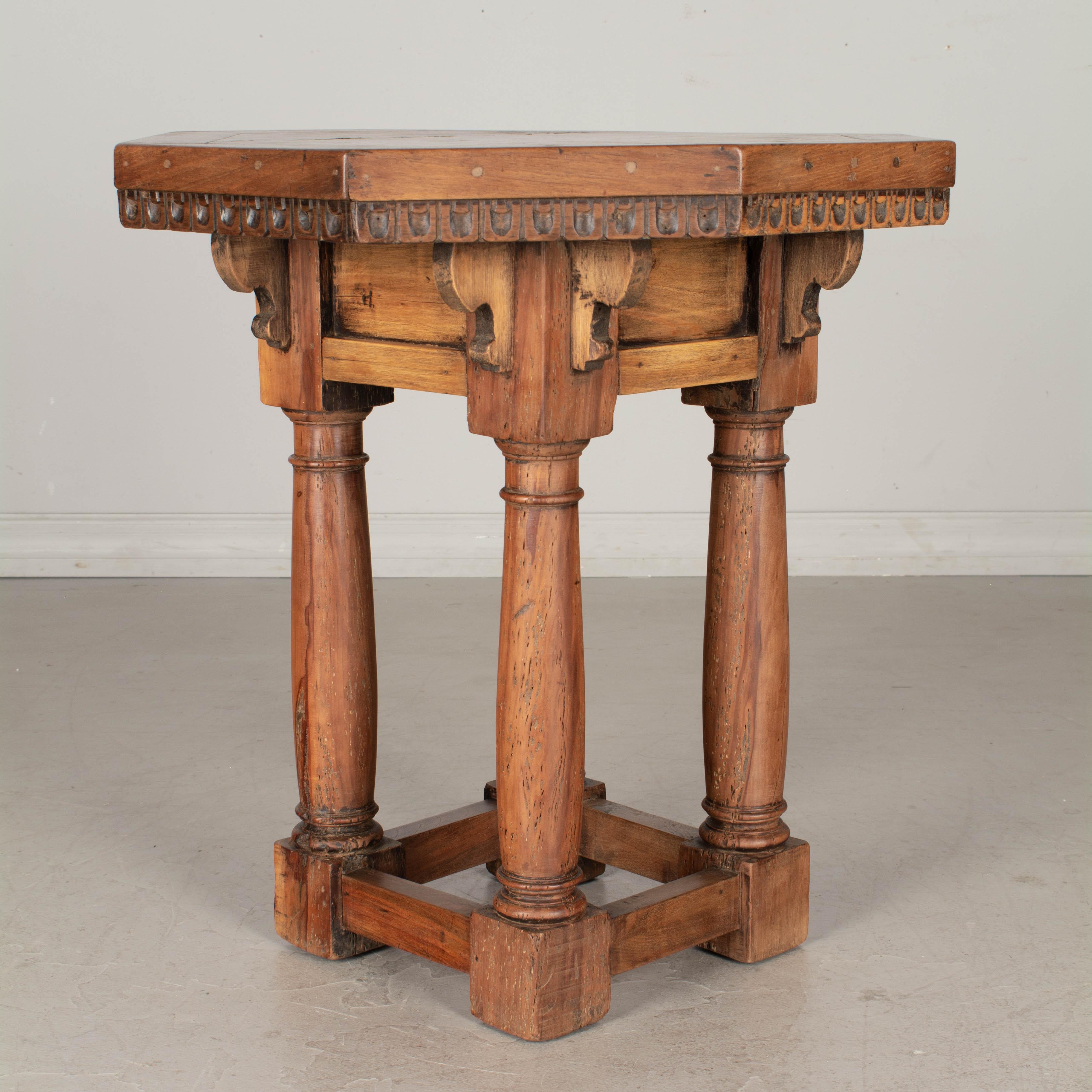 19th Century Rustic French Hexagon Side Table 1