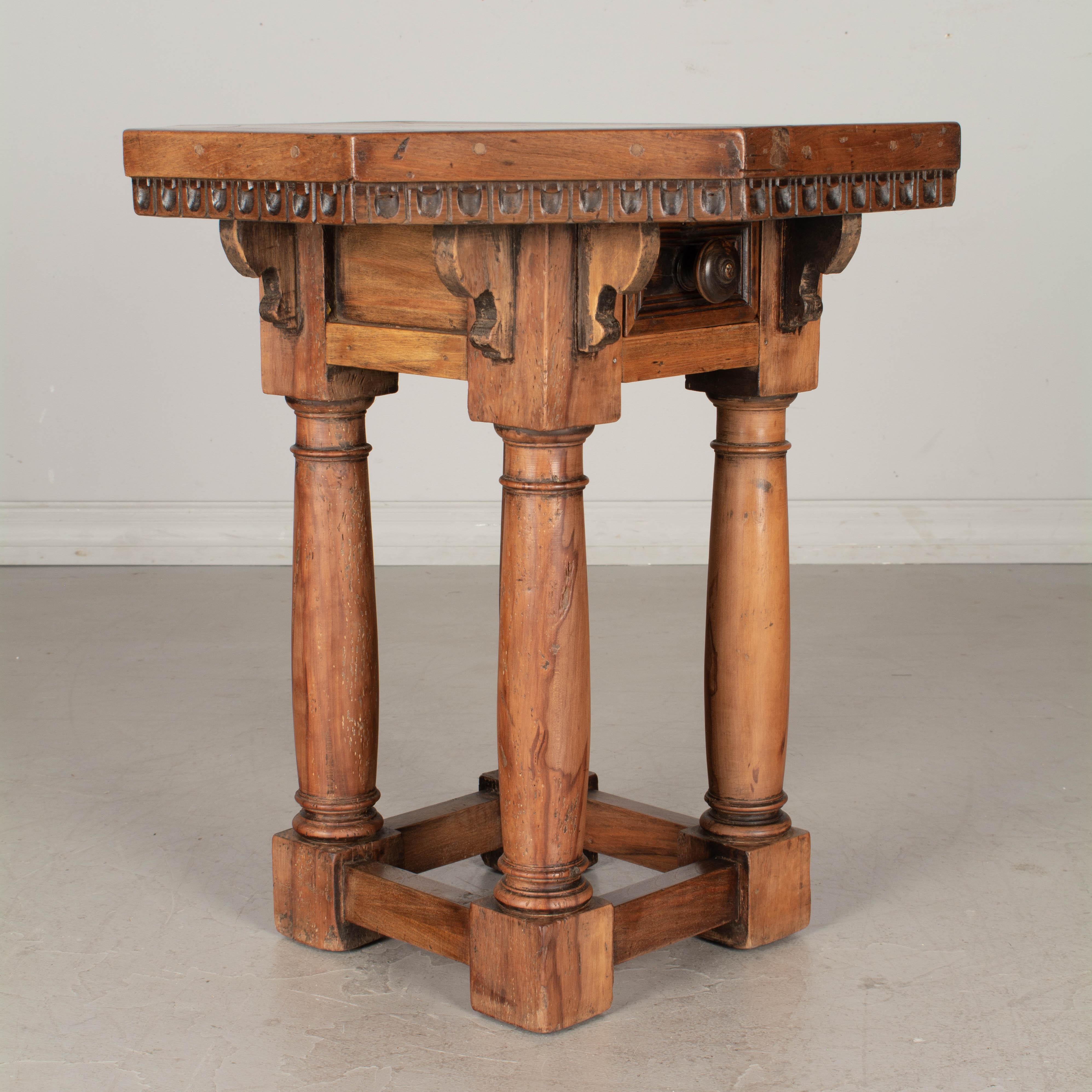 19th Century Rustic French Hexagon Side Table 3