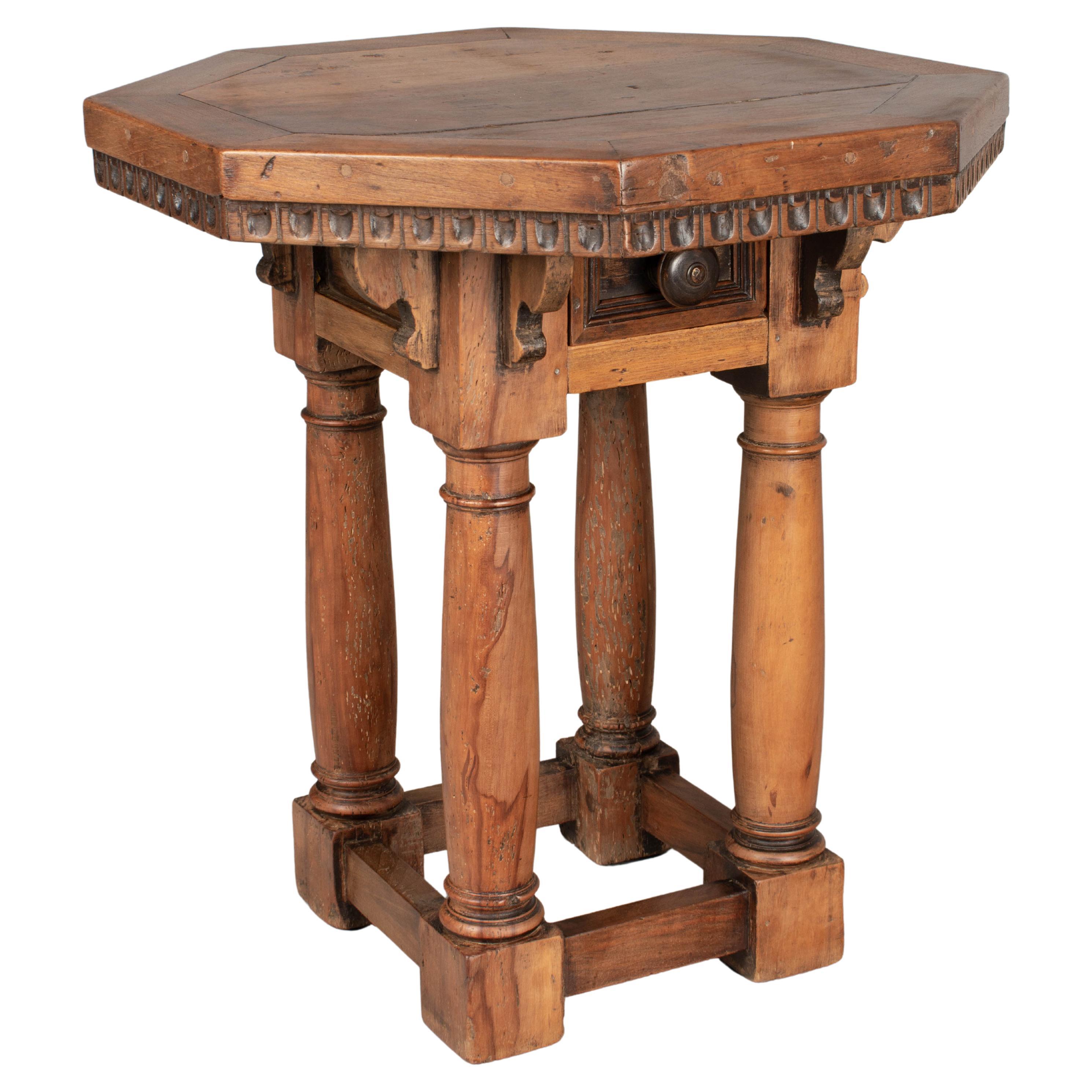 19th Century Rustic French Hexagon Side Table