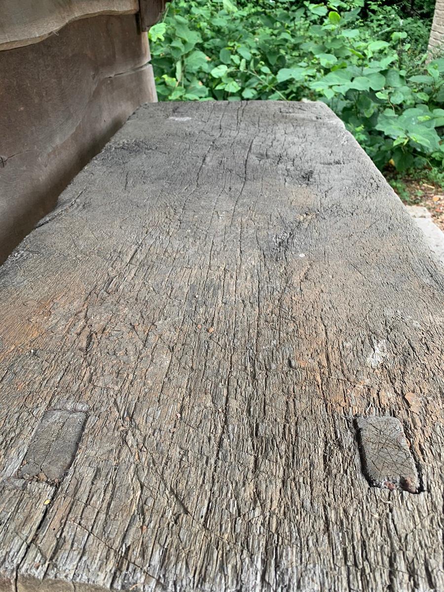 Hand-Crafted 19th Century Rustic French Oak Sidetable For Sale