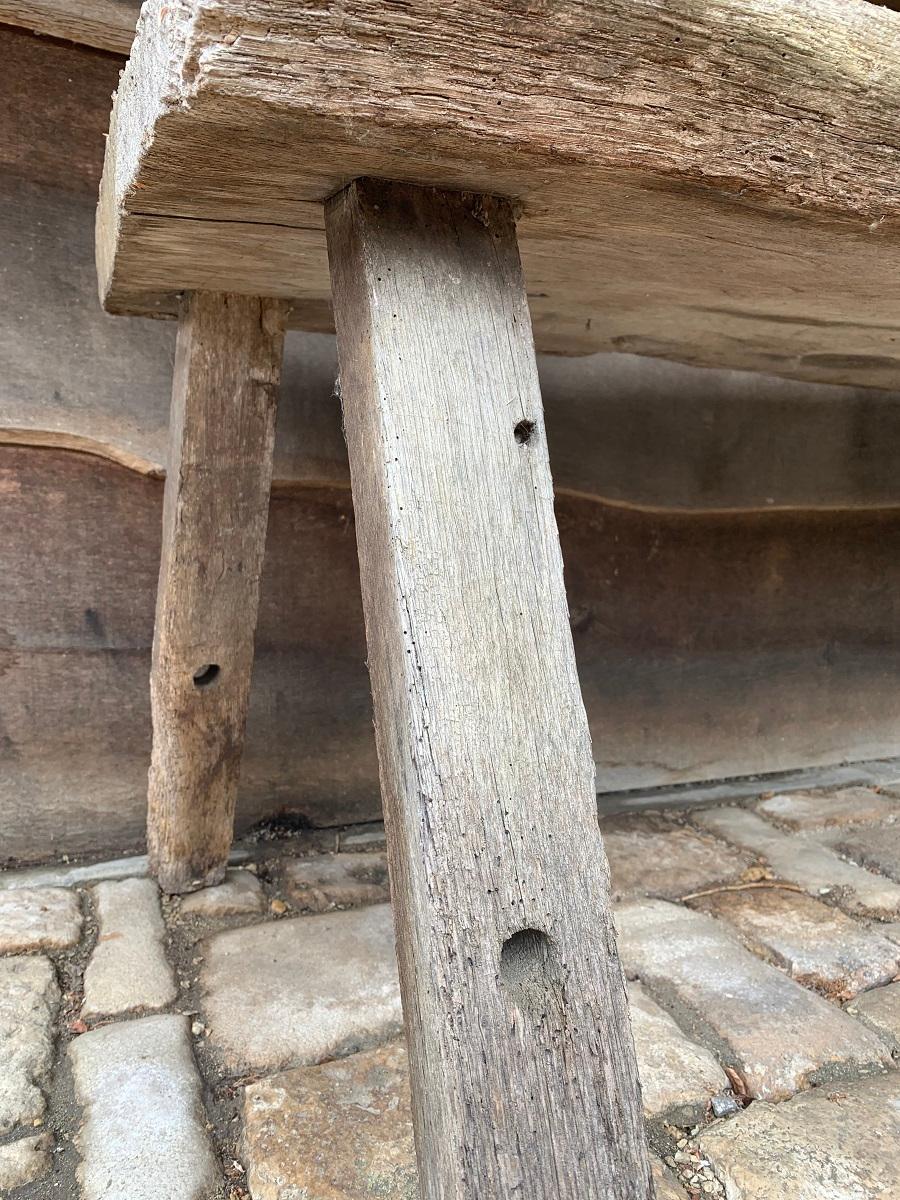 19th Century Rustic French Oak Sidetable For Sale 1