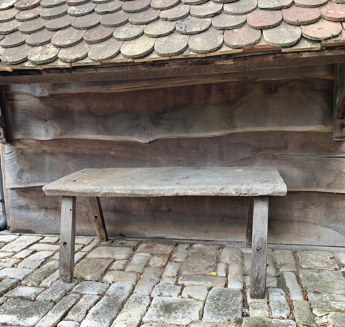 19th Century Rustic French Oak Sidetable For Sale 3