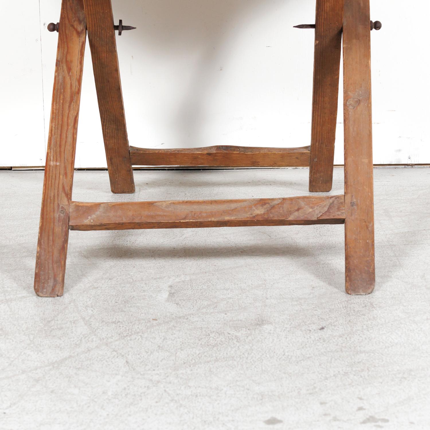 19th Century Rustic French Pine Campaign or Coach Folding Table For Sale 9