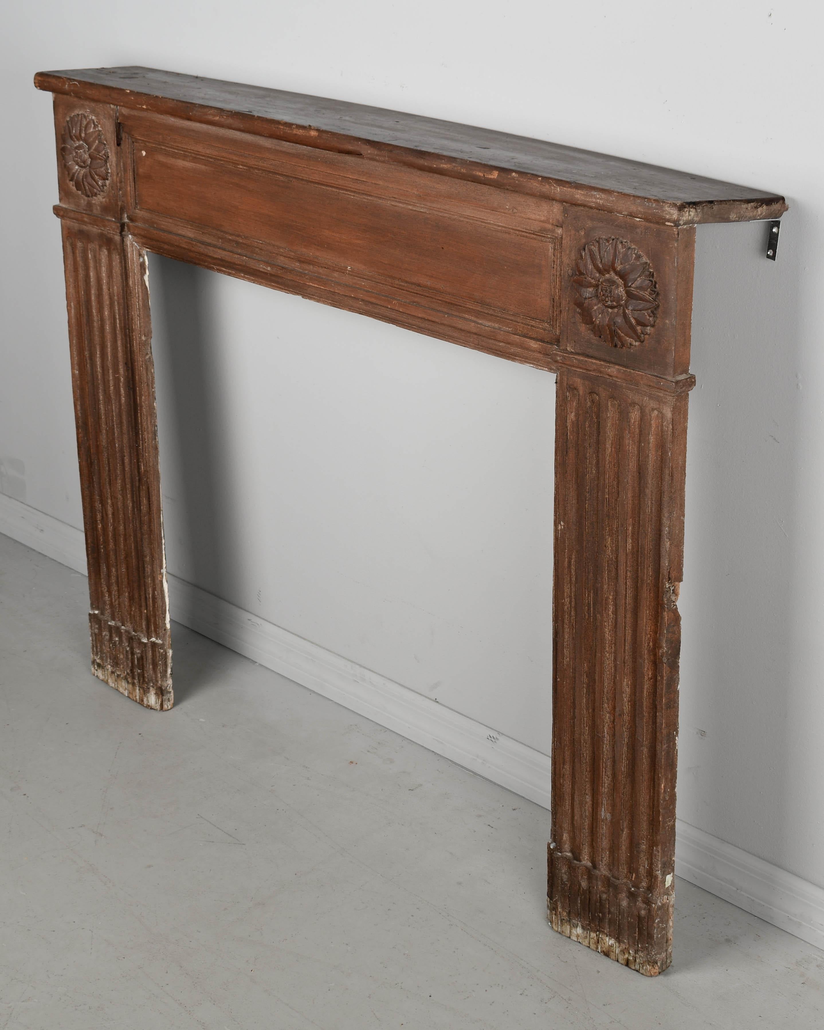 19th Century Rustic French Pine Fireplace Mantel In Good Condition In Winter Park, FL