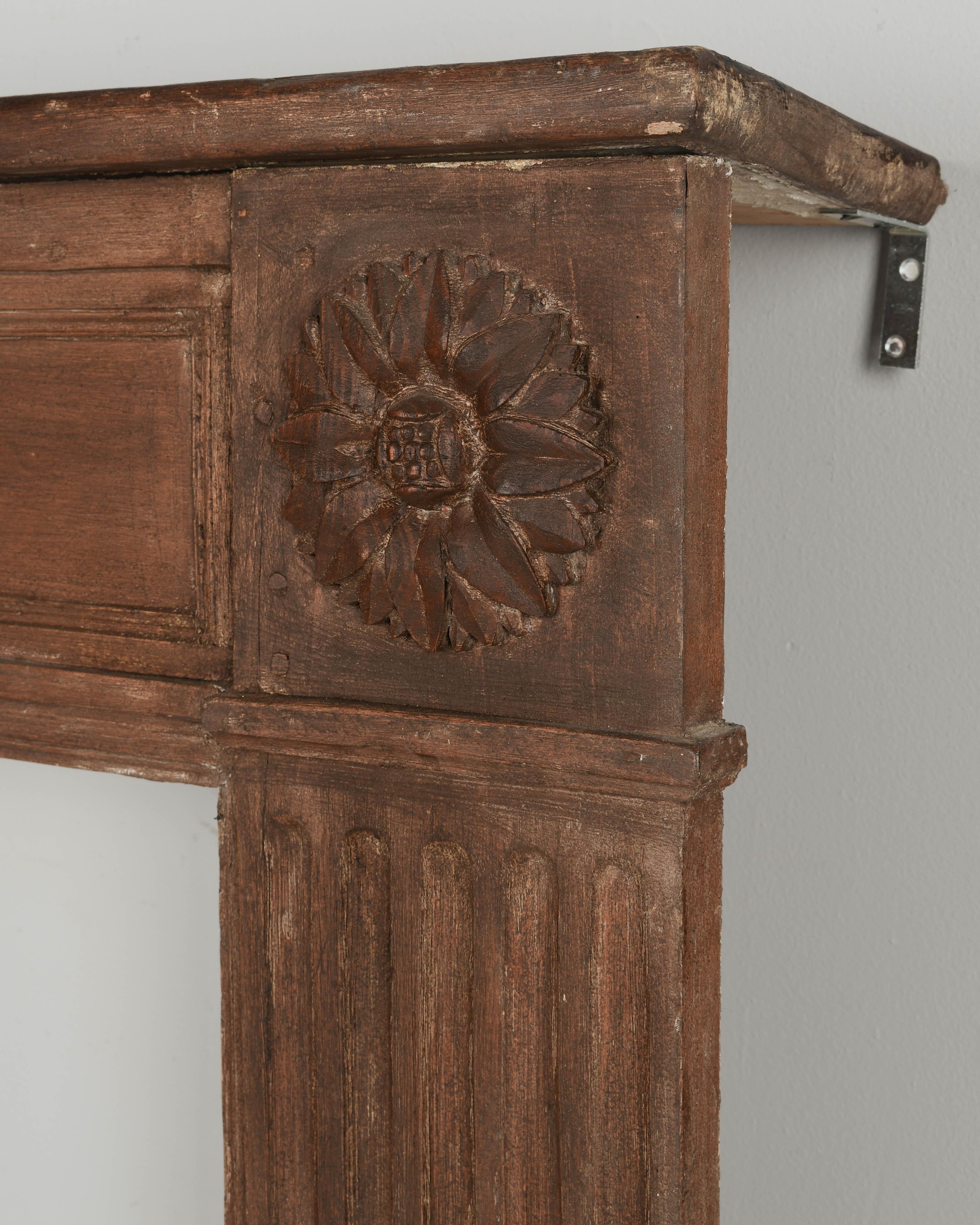 19th Century Rustic French Pine Fireplace Mantel 2